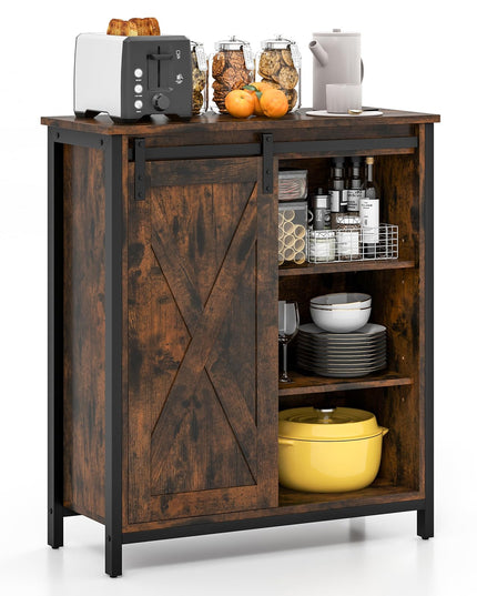 Giantex Buffet Cabinet, Farmhouse Kitchen Sideboard with Sliding Barn Door & Adjustable Shelves