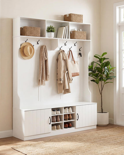 Giantex 6-in-1 Hall Tree with Bench and Storage(59" Wide）