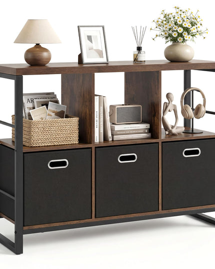 GIANTEX 6 Cube Storage Organizer with 3 Storage Bins 2-Tier Bookcase