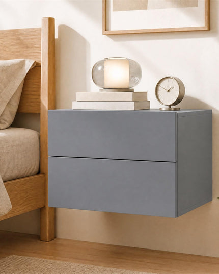 Giantex Floating Nightstand Set of 1/2 Wall-Mounted Table with 2 Drawers