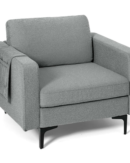 Giantex Modern Accent Chair w/Comfy Thick Cushion, Magazine Pockets
