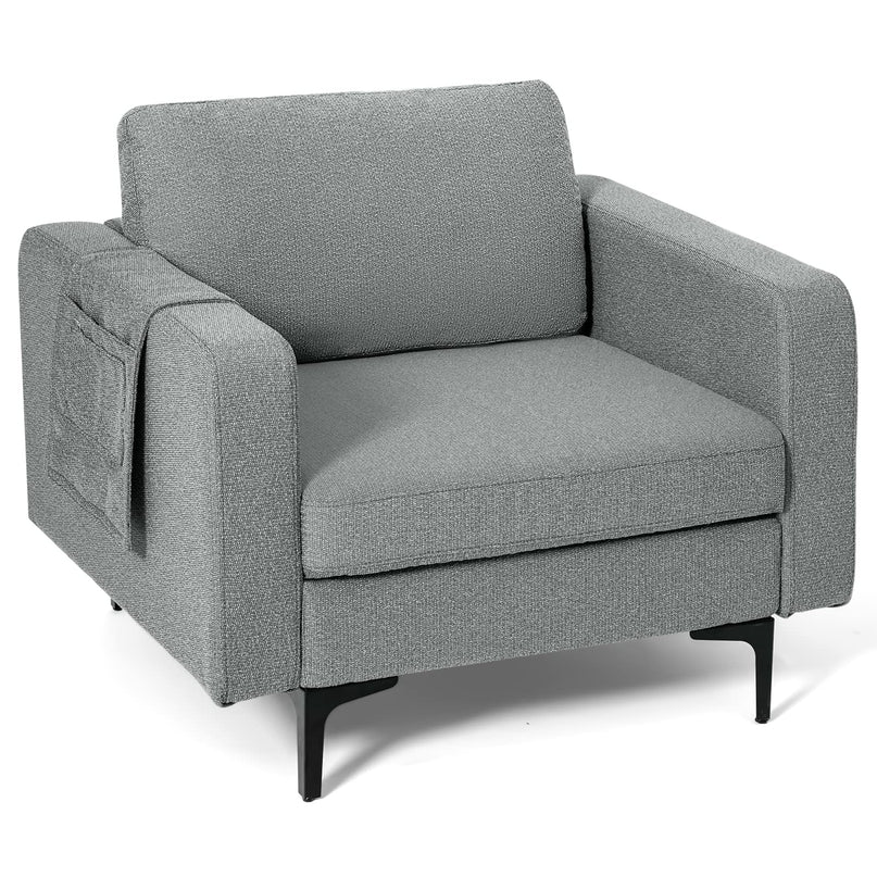 Giantex Modern Accent Chair w/Comfy Thick Cushion, Magazine Pockets