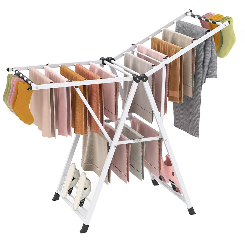 Giantex Séchoir à linge pliable en métal (141 cm L x 99-147 cm H)