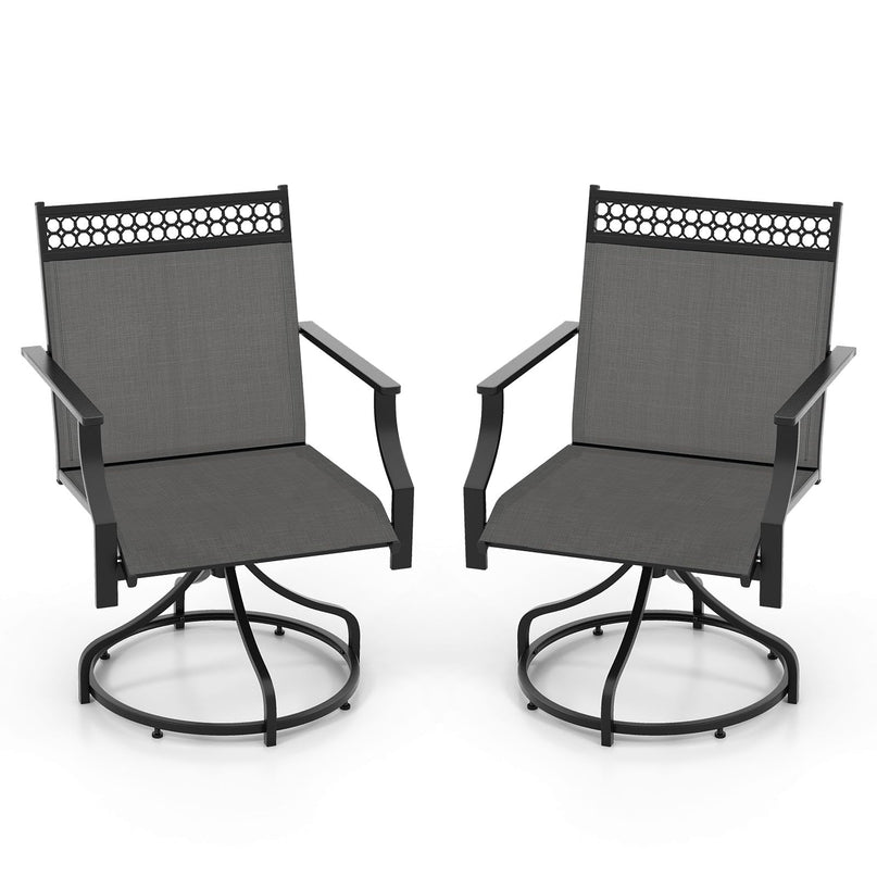 Giantex Swivel Outdoor Chairs,  Patio Dining Chairs, Round Steel Base
