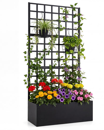 Giantex 36" x 16" x 77" Metal Raised Garden Bed with Trellis