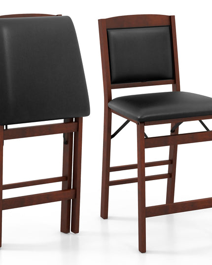 Giantex Folding Counter Height Bar Stools Set of 2/4, 24.5" Farmhouse Barstools w/Padded Back & Seat