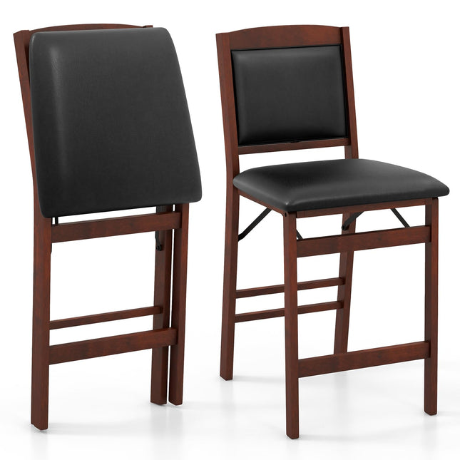 Tabourets de bar pliables Giantex, hauteur comptoir, lot de 2 ou 4, tabourets de bar de ferme de 62,2 cm avec dossier et assise rembourrés