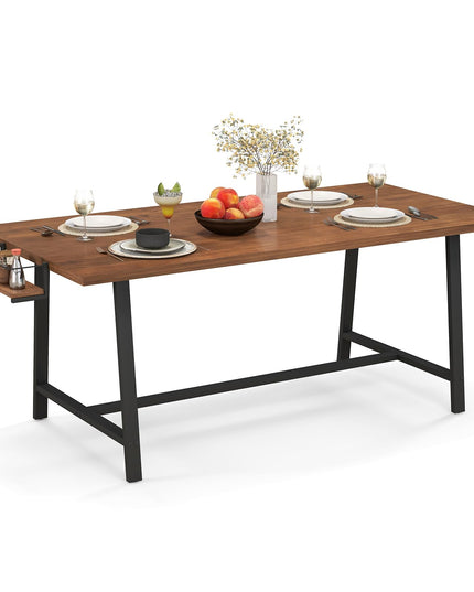 Giantex 72-Inch Dining Table for 5-7, Rectangular Kitchen Table with 2-Bottle Wine Rack
