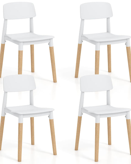 Giantex Wooden Dining Chairs Set of 4, Modern Dining Side Chairs Set w/Ergonomic Backrest, Wide Seat & Sturdy Wooden Legs