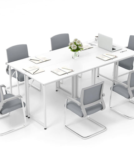 Giantex 6.5 FT Small Conference Table, 2 PCS 40" x 19.5" Rectangular Meeting Table with Heavy-Duty Metal Frame