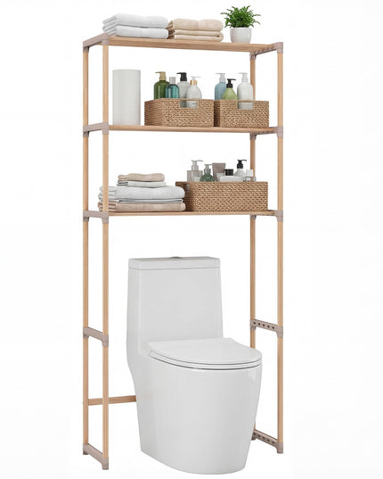 Giantex Étagère 3 niveaux en pin à suspendre au-dessus des toilettes, gain de place