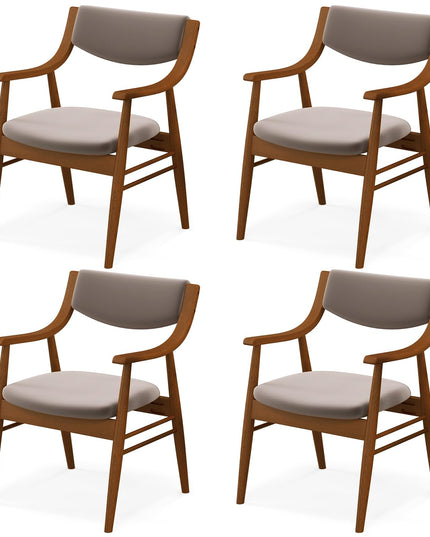 Giantex Wooden Dining Chairs Set of 2/4, PU Leather Upholstered Kitchen Chairs w/Padded Seat & Back