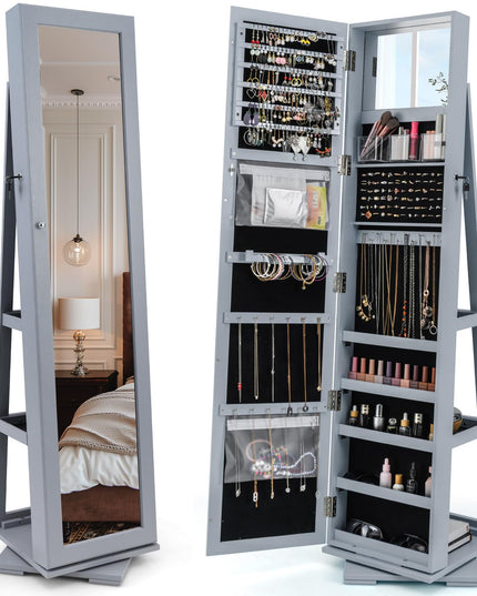 CHARMAID | 360-degree Rotating Jewelry Armoire with Higher Full Length Mirror