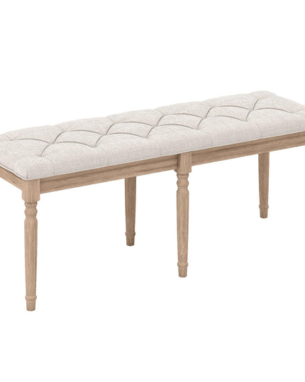 Giantex 47.5-inches Button-Tufted Table Bench with Carved Rubber Wood Legs
