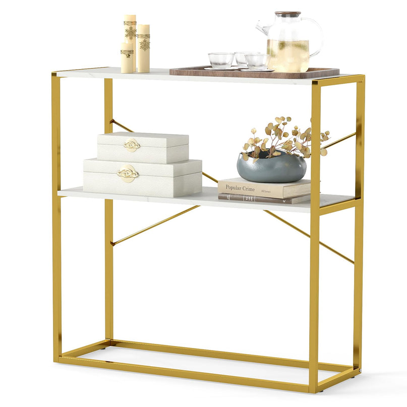 Giantex 36" Console Table with Open Storage Display Shelves and Heavy Duty Metal Frame