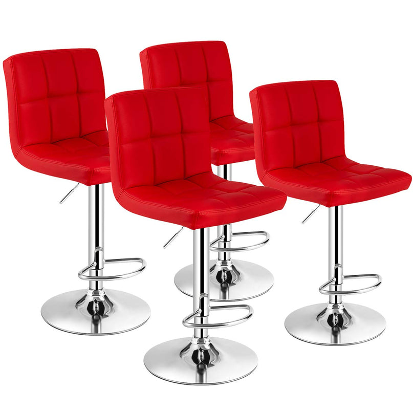 Giantex Bar Stool, Modern Swivel Adjustable Armless Barstools, Square Counter Height PU Leather Bar Stools
