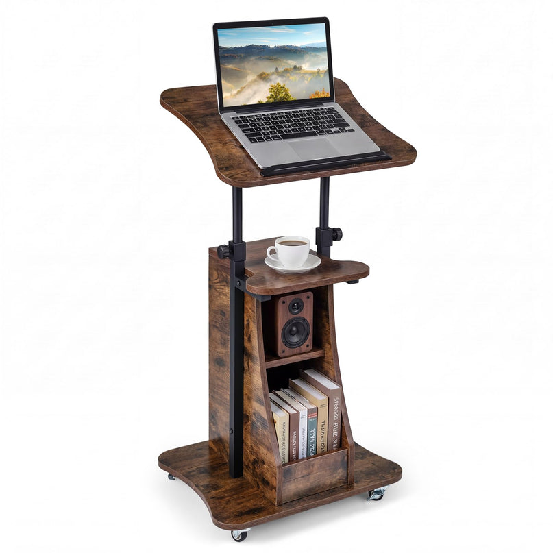 Giantex Sit-to-Stand Mobile Podium Stand Height Adjustable Rolling Lectern Desk