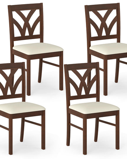 Giantex Chaises de salle à manger en bois, lot de 2 ou 4, chaises de cuisine rembourrées de style rustique