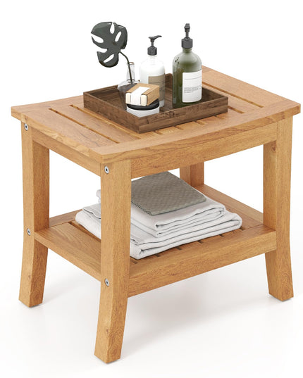 Teak Shower Bench with Shelf