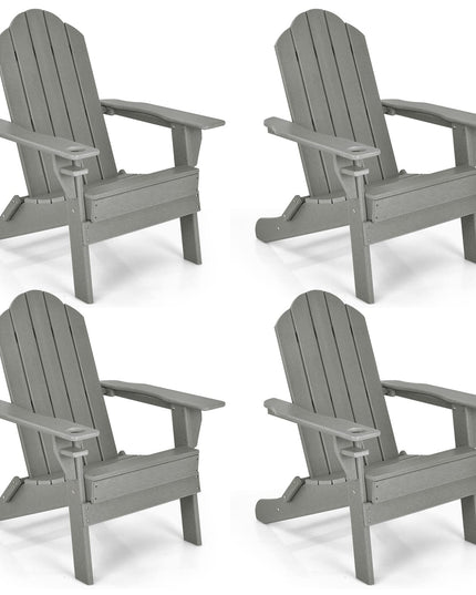 Adirondack Chair Outdoor Folding Chairs, Weather Resistant Patio Chair with Built-in Cup
