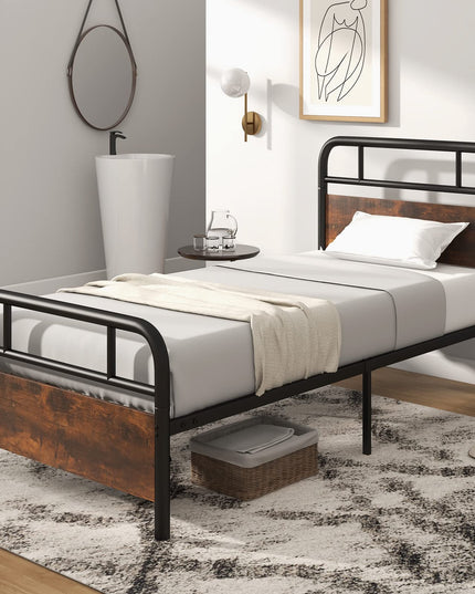 Giantex Full Size Metal Bed Frame with Wood Headboard and Footboard