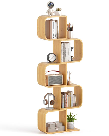 Giantex 5-Tier S-Shaped Bookcase
