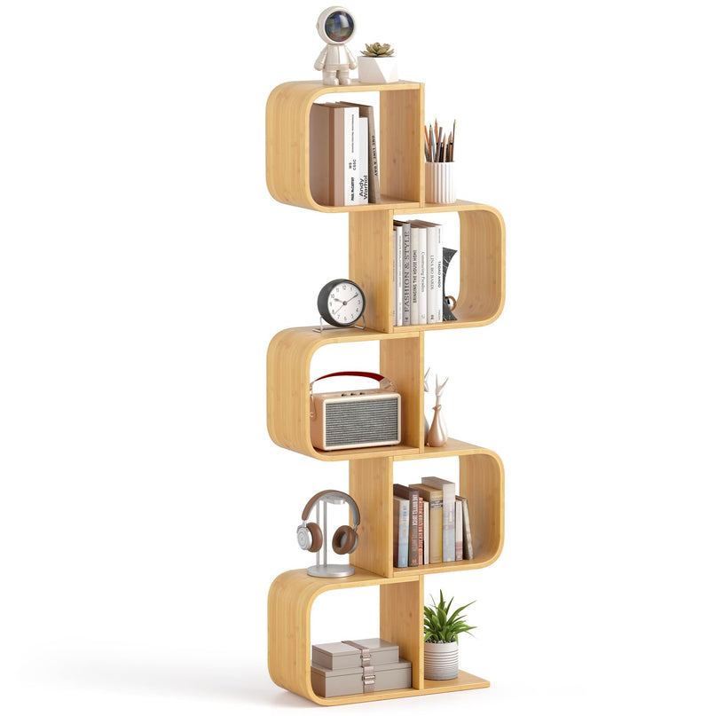 Giantex 5-Tier S-Shaped Bookcase