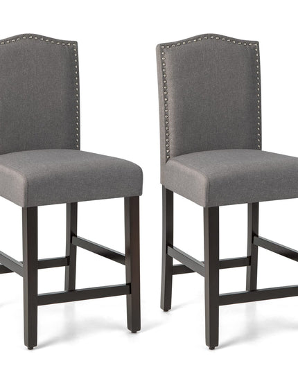 Giantex Bar Stools Set of 2, 25" Counter Height Bar Dining Chairs with Rubber Wood Legs