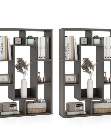 Giantex 7-Cube Bookcase White, Modern Freestanding Wooden Rectangular Bookshelf with Anti-Tipping Kits
