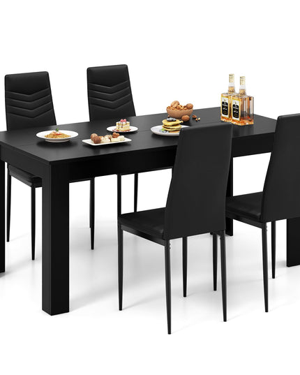 Giantex Dining Table Set for 4 or 8, Modern Rectangular Kitchen Table Set w/ PVC Leather Dining Chairs