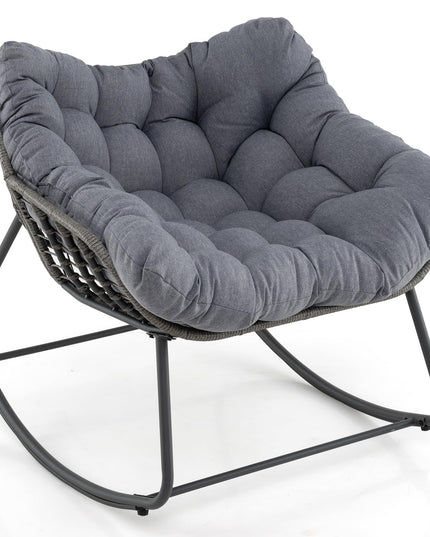 Giantex Outdoor Rocking Chair with Padded Cushion, Oversized Papasan Chair