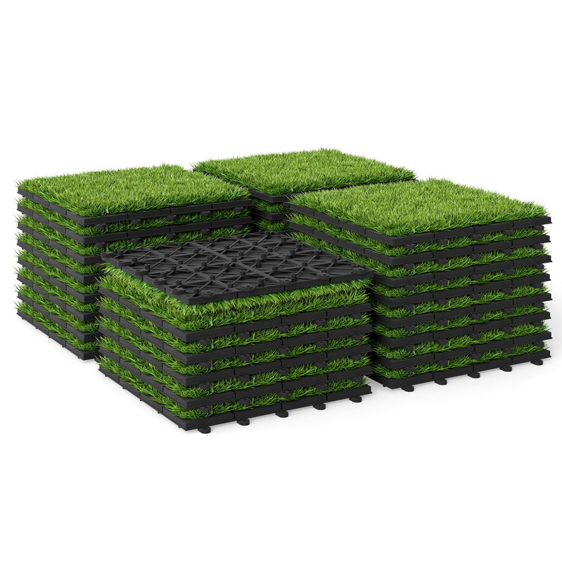 Giantex 30 Pack Interlocking Artificial Grass Tiles (12" x 12")