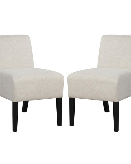 Giantex Armless Accent Chair Set of 1/2/4, Upholstered Living Room Chair with Rubber Wood Legs