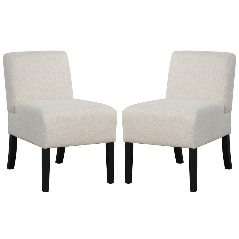 Giantex Armless Accent Chair Set of 1/2/4, Upholstered Living Room Chair with Rubber Wood Legs