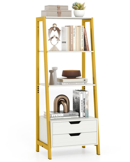 Giantex 4 Tier Bookshelf with 2 Drawers for Study