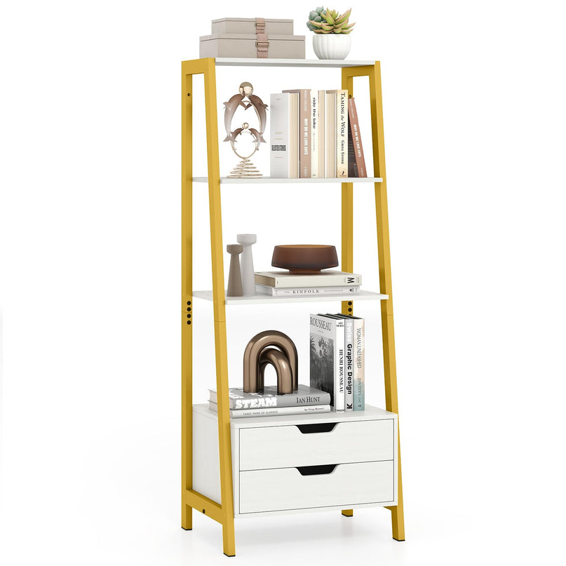 Giantex 4 Tier Bookshelf with 2 Drawers for Study