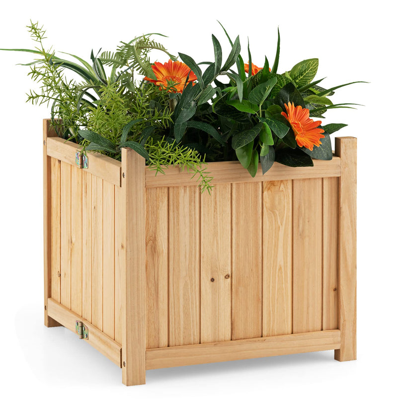 Giantex 15” Planter Raised Garden Bed - Wooden Planting Box, Outdoor Folding Square Planter