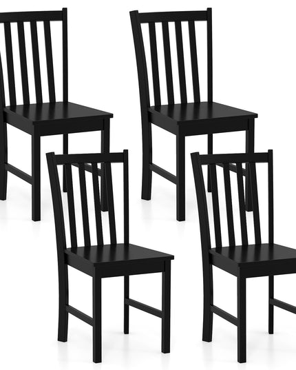 Giantex Wooden Dining Chairs Set of 2/4 100% Solid Rubber Wood Kitchen Chair