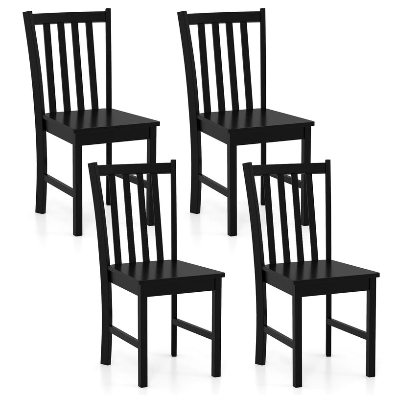 Giantex Wooden Dining Chairs Set of 2/4 100% Solid Rubber Wood Kitchen Chair