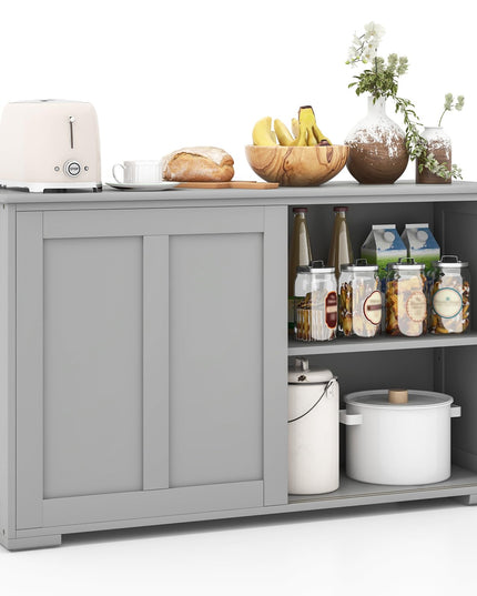 Giantex Buffet Cabinet with Storage, Coffee Bar Wine Cabinet, Farmhouse Sideboard w/Sliding Door