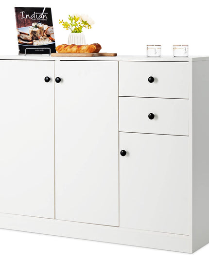 Giantex Buffet Cabinet with Storage - Kitchen Sideboard with 2 Drawers, 3-Door Large & Small Cabinet