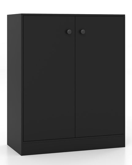 Giantex 2 Door Storage Base Cabinet - Freestanding Floor Cabinet with 3-Tier Shelf