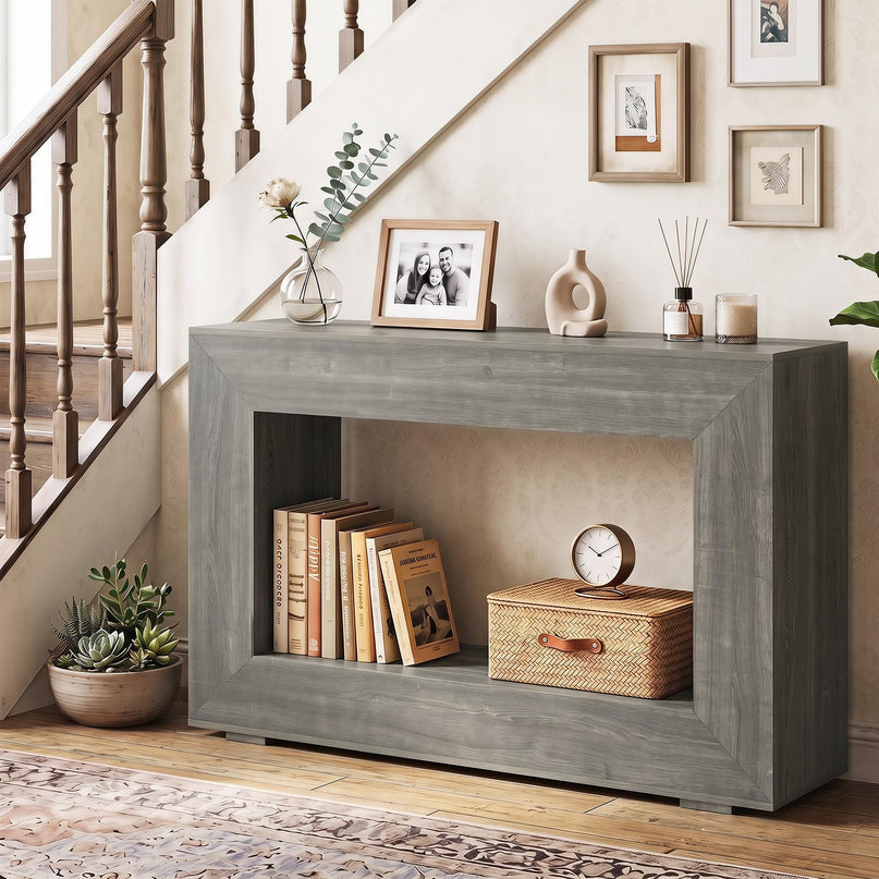 GIANTEX 47" Farmhouse Wooden Console Table with Open Storage Shelf