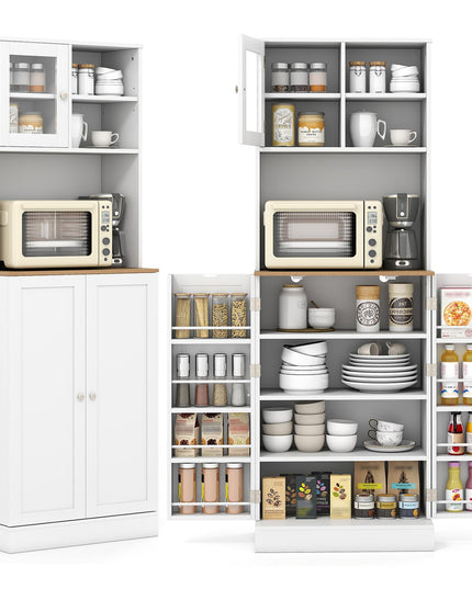 Giantex 67" Tall Pantry Cabinet w/Microwave Countertop