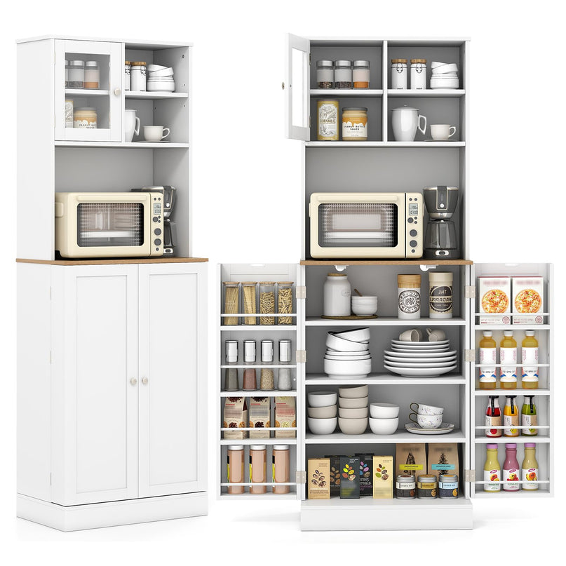 Giantex 67" Tall Pantry Cabinet w/Microwave Countertop