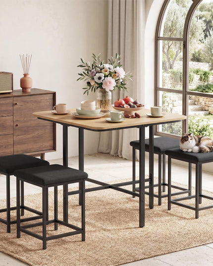 Giantex Dining Table Set for 4 with Upholstered Stools