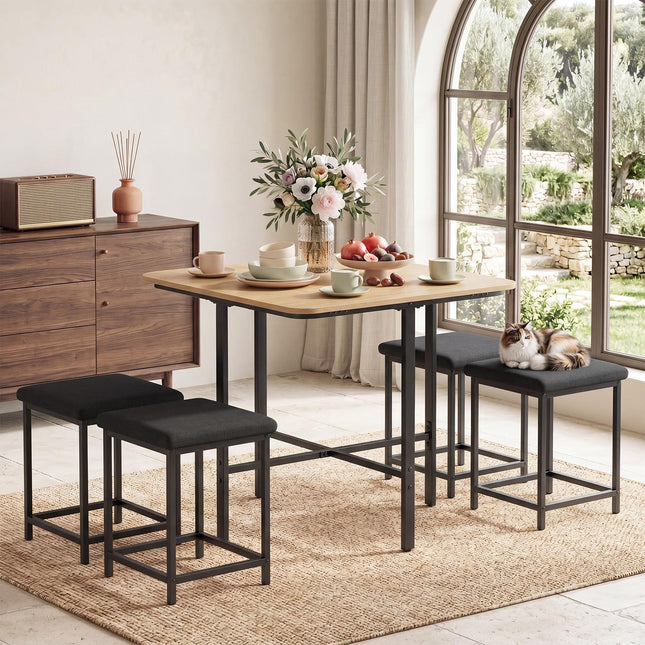 Giantex Dining Table Set for 4 with Upholstered Stools