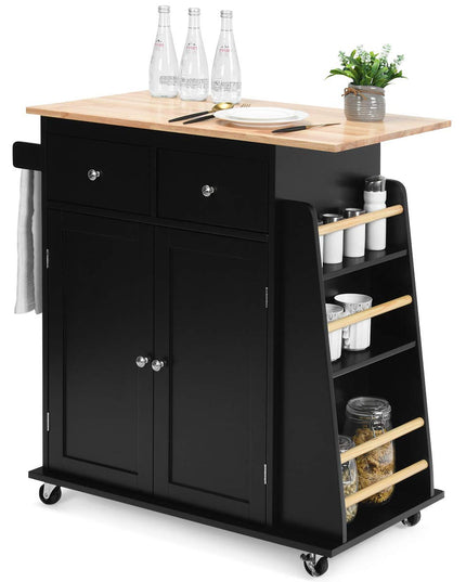Giantex Kitchen Island Cart, Rolling Wood Trolley with Storage Cabinet