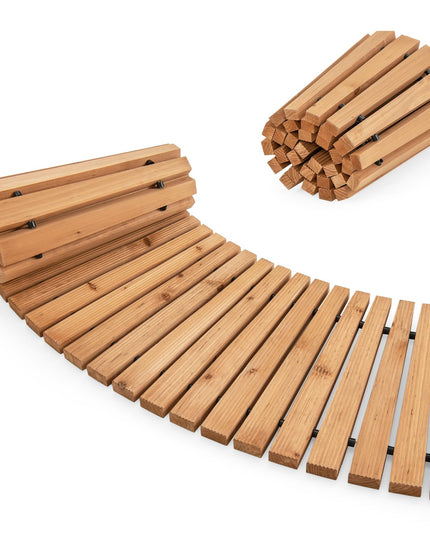 Giantex Garden Pathway Roll Up - 7ft Curved Wood Walkway 17 inch Width