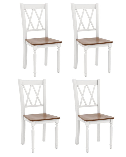 Giantex Dining Room Chairs Set of 4 White - Wooden Farmhouse Kitchen Chairs with Rubber Wood Seat